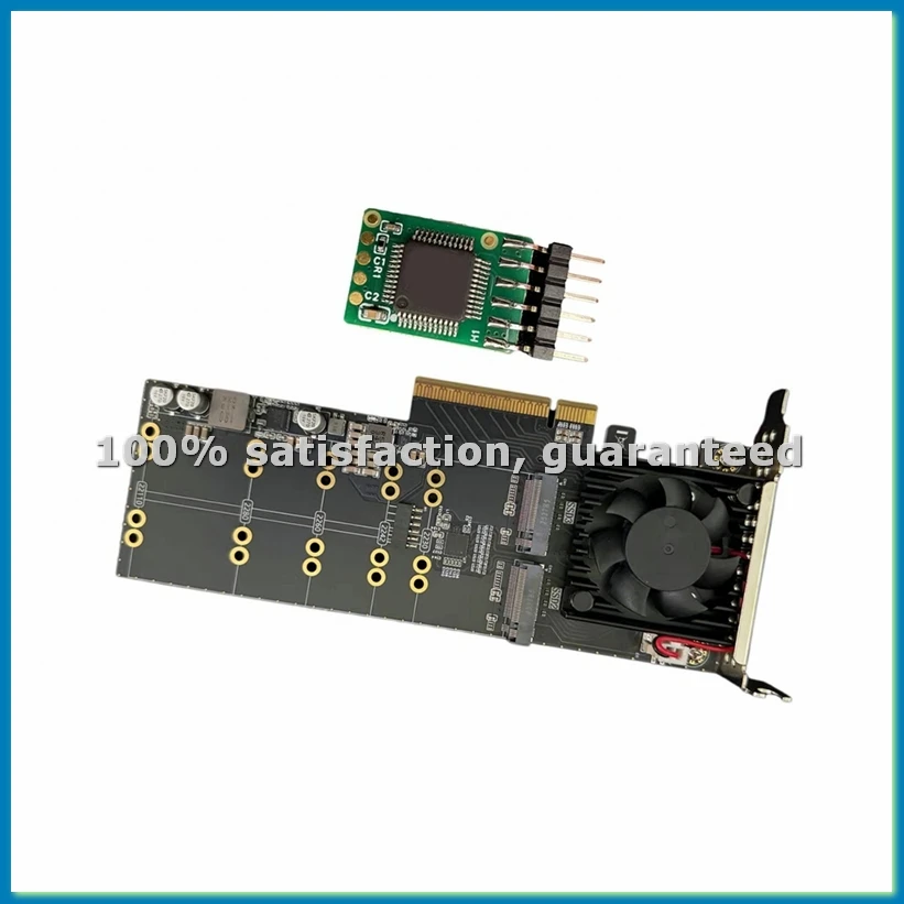

PLX8747 4-Bay NVMe PCIe3.0 X8 Expansion Card Plug Play Half-Height/Full-Height Brackets Supports M.2 SSD with Fan A-ABHG