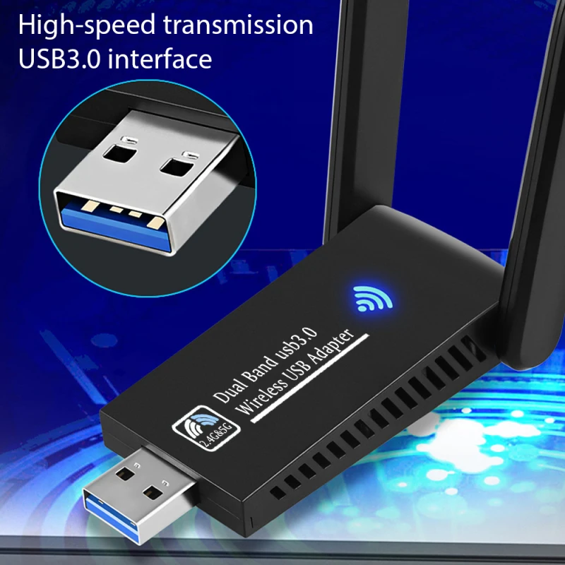 USB 3,0 Wi-Fi адаптер 1300 Мбит/с, два диапазона 2,4 ГГц и 5 ГГц