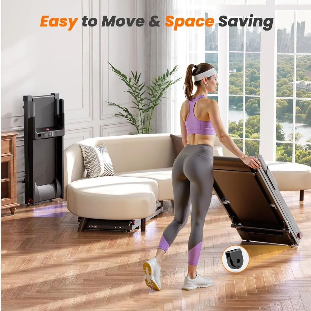 جهاز سير مدمج 4 في 1 قابل للطي مع مائل للياقة البدنية المنزلية، سعة 300 رطل، مثالي للمساحات الصغيرة