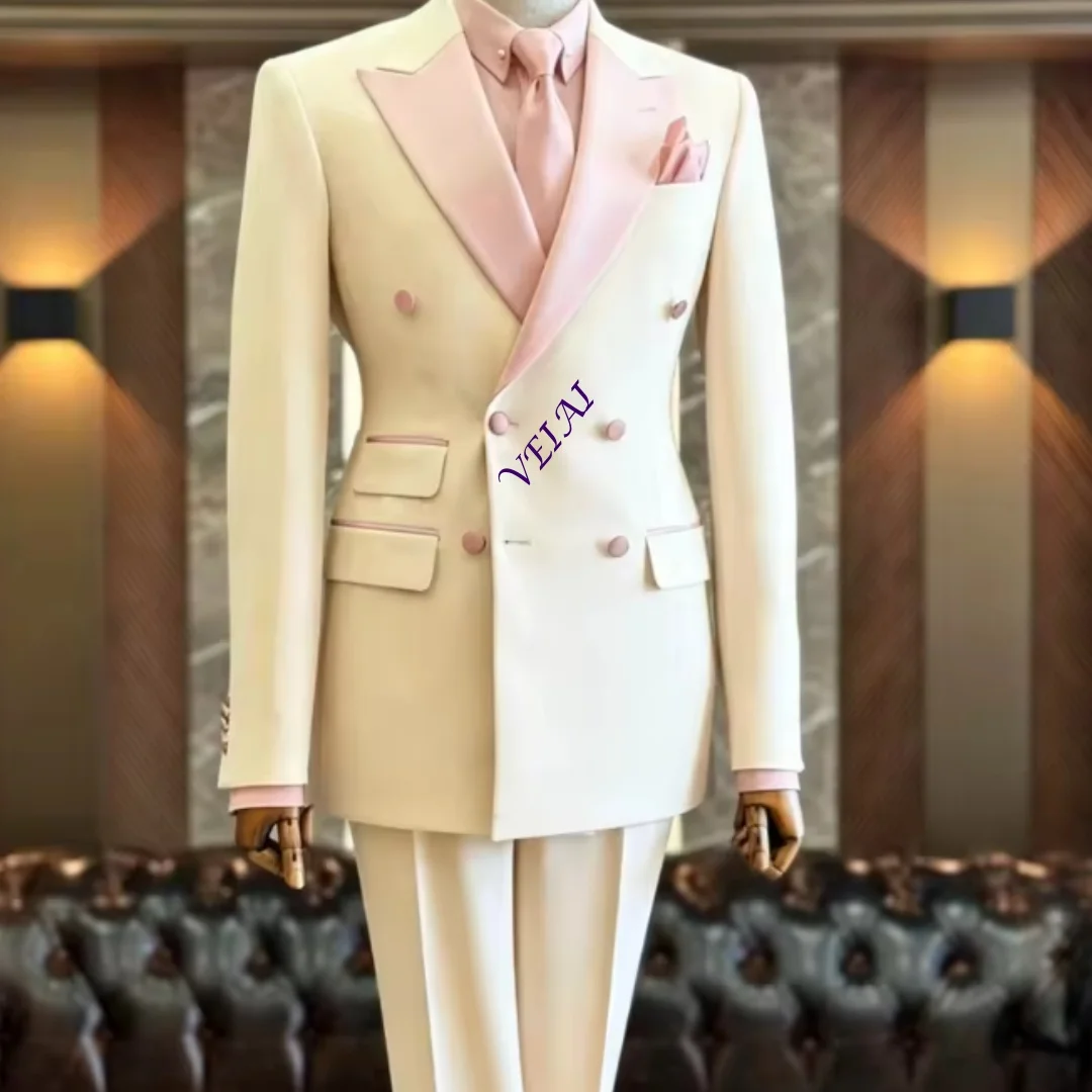Customized Breasted Wedding Suits for Men Slim Fit Groom Tuxedo 2 Pieces Formal Blazer with Pants Set Guest Prom Party 2026 Luxu