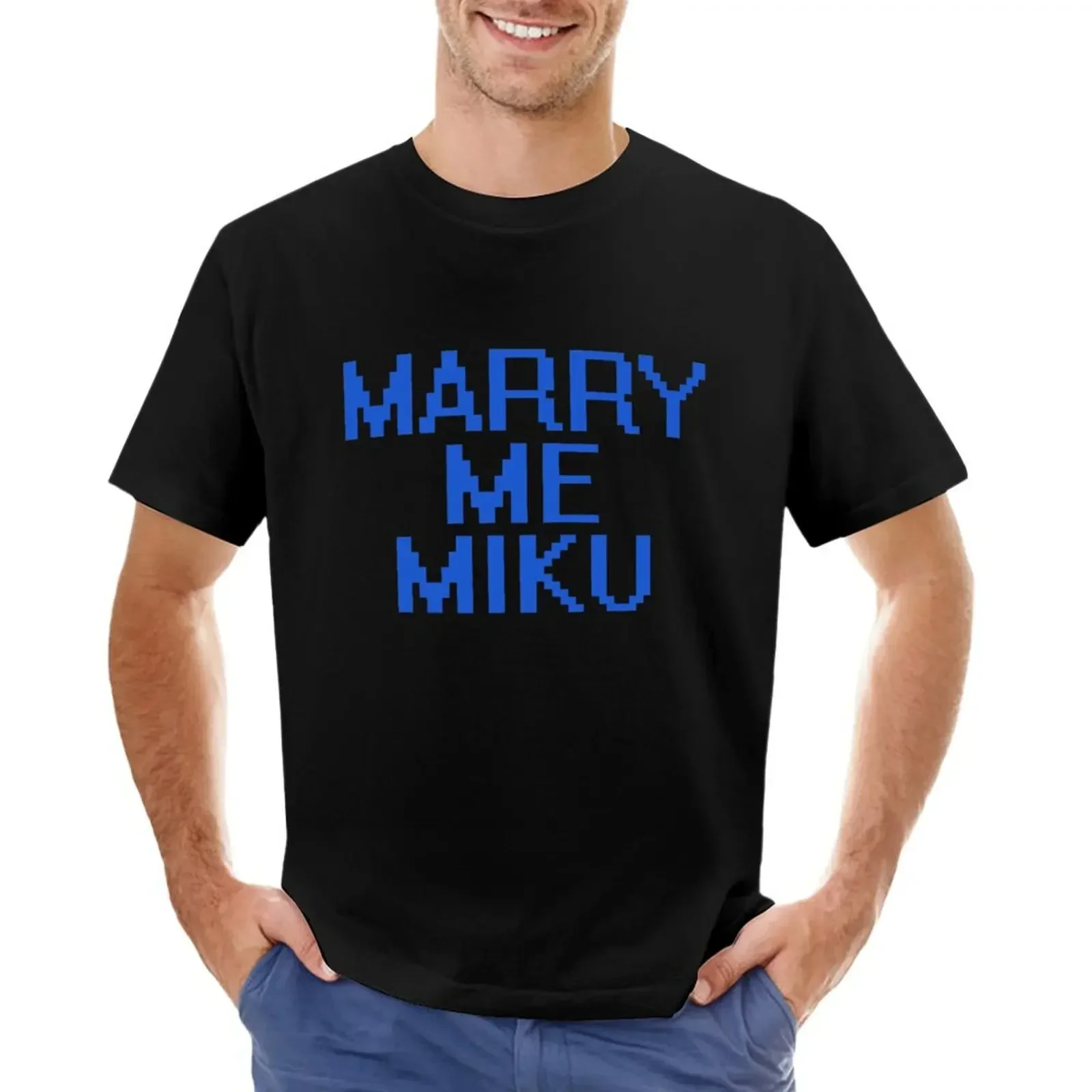 new edition oversized Men's cotton t-shirt Marry me Miku T-shirt vintage tenacious d T-shirt manga vintage anime clothes fashion