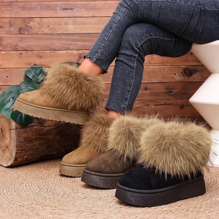Neue Übergrößen-Winterstiefel für Damen Retro-Wildleder Lässige Dicksohlige Baumwollschuhe – Detail 2