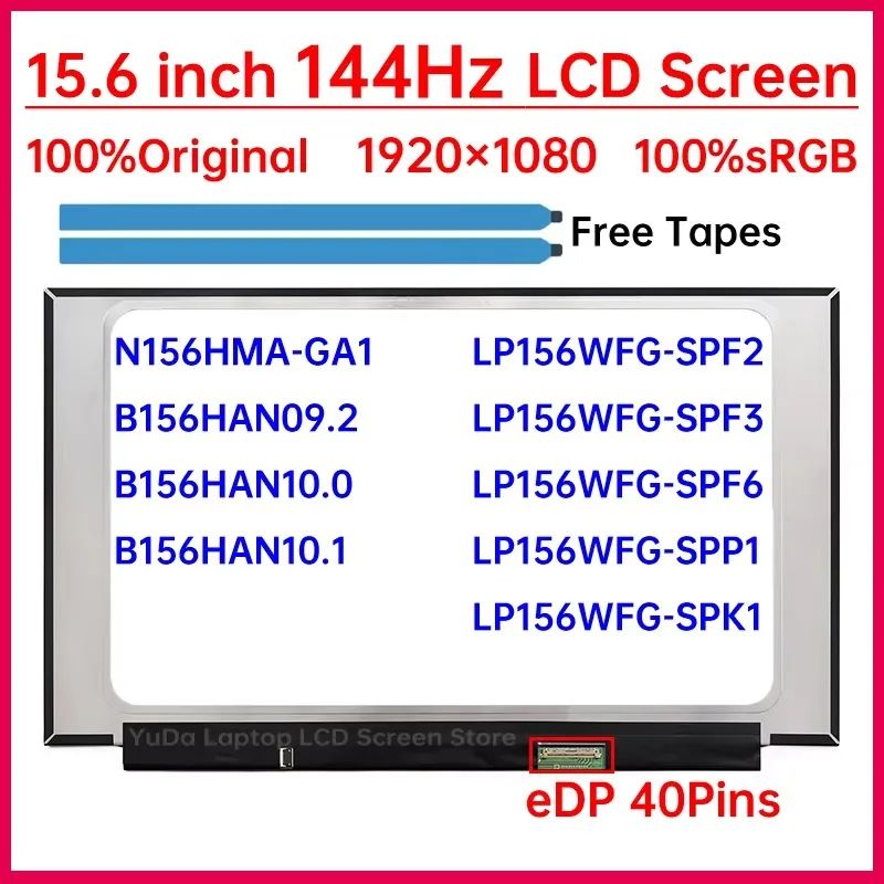 15.6 inch 144Hz Laptop LCD Screen LP156WFG-SPF6 For HP OMEN 15-ek 15T-ek 15-en 15t-en 15z-en Display Panel L99600-001 M12468-001