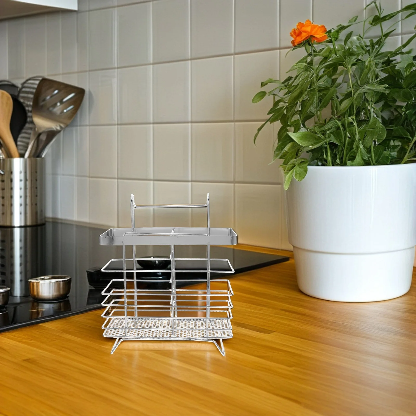 

Stainless Steel Chopsticks Container Hanging Draining Rack Kitchen Utensil Holder Drying Cutlery Organizer Storage Rack