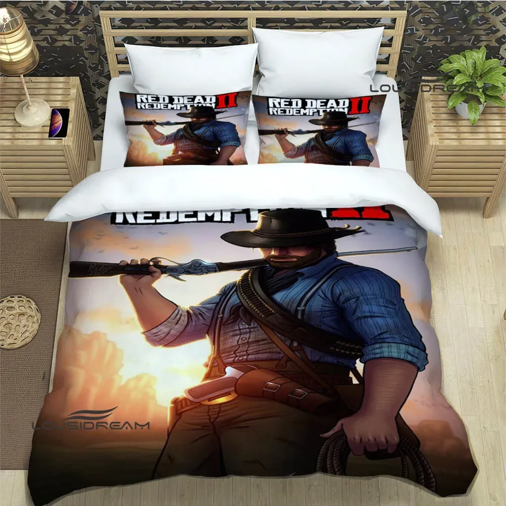 Imagem -06 - Red Dead Redemption Imprimir Conjunto de Cama Suprimentos Requintados Capa de Edredão Cama Consolador Presente de Aniversário de Luxo Impressão