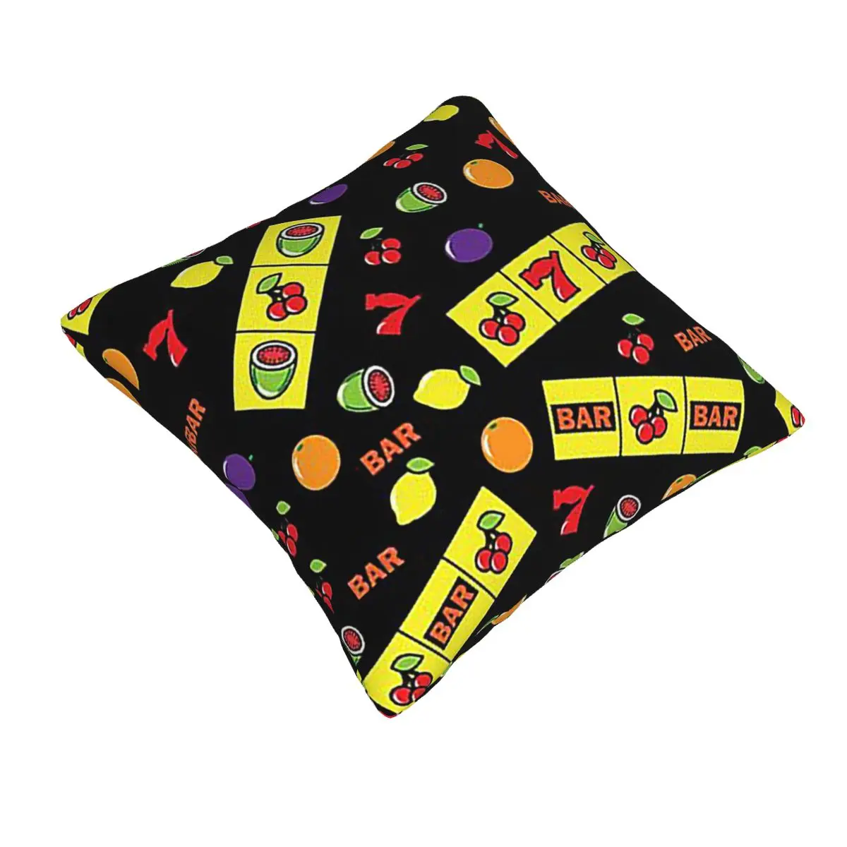 Casino Lucky Slots Cherry Melon Lemon Fruit Square Pillowcase Pillow Cover Cushion Decor Throw Pillow for Home Living Room