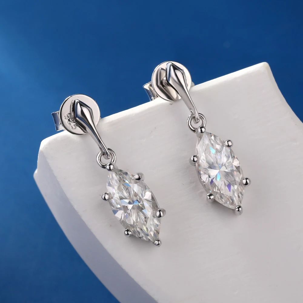 5x10mm Marquise Cut Moissanite Stud Earrings for Women 925 Sterling Silver Solitaire Diamond Drop Earrings Party Wedding Jewelry