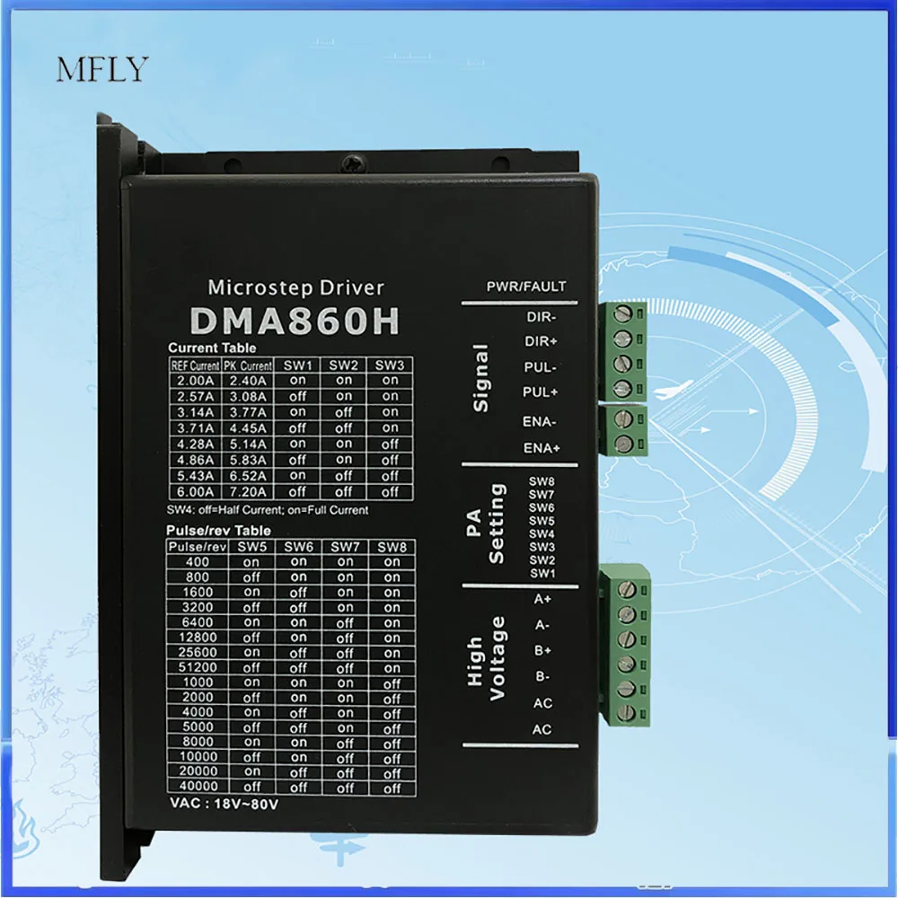 

Ac18~80v Dc24-80v 2 Phase DMA860H Step Driver Dsp Microstep Driver