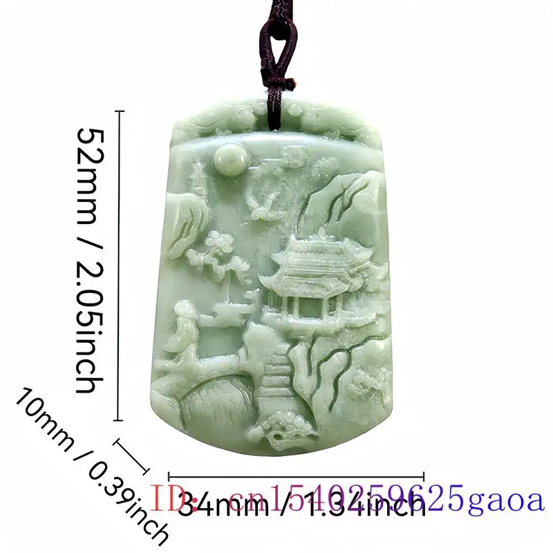 Green Natural Real Jade Landscape Pendant Necklace Chinese Talismans Designer Luxury Accessories Charm Gifts for Women Men