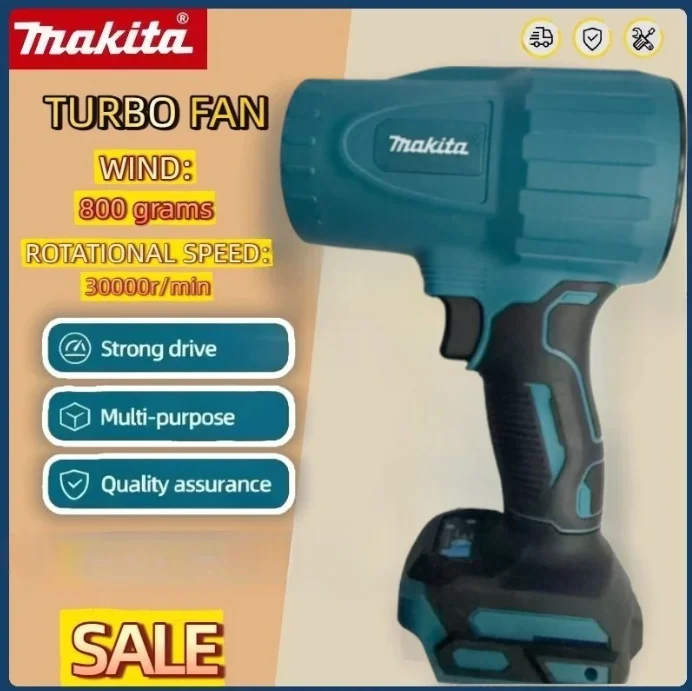 

Беспроводной электрический воздуходув Makita с турбонаддувом, мощный турбовентилятор, перезаряжаемый, с подсветкой, инструмент для очистки, совместим с 18В