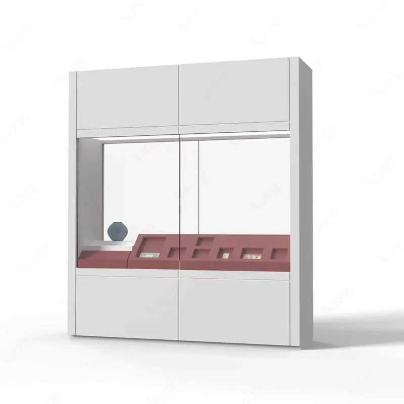 for Modern Wall Mounted Solid Wood LED Display Cabinet Environmental Protection Museum Exhibition Showcase