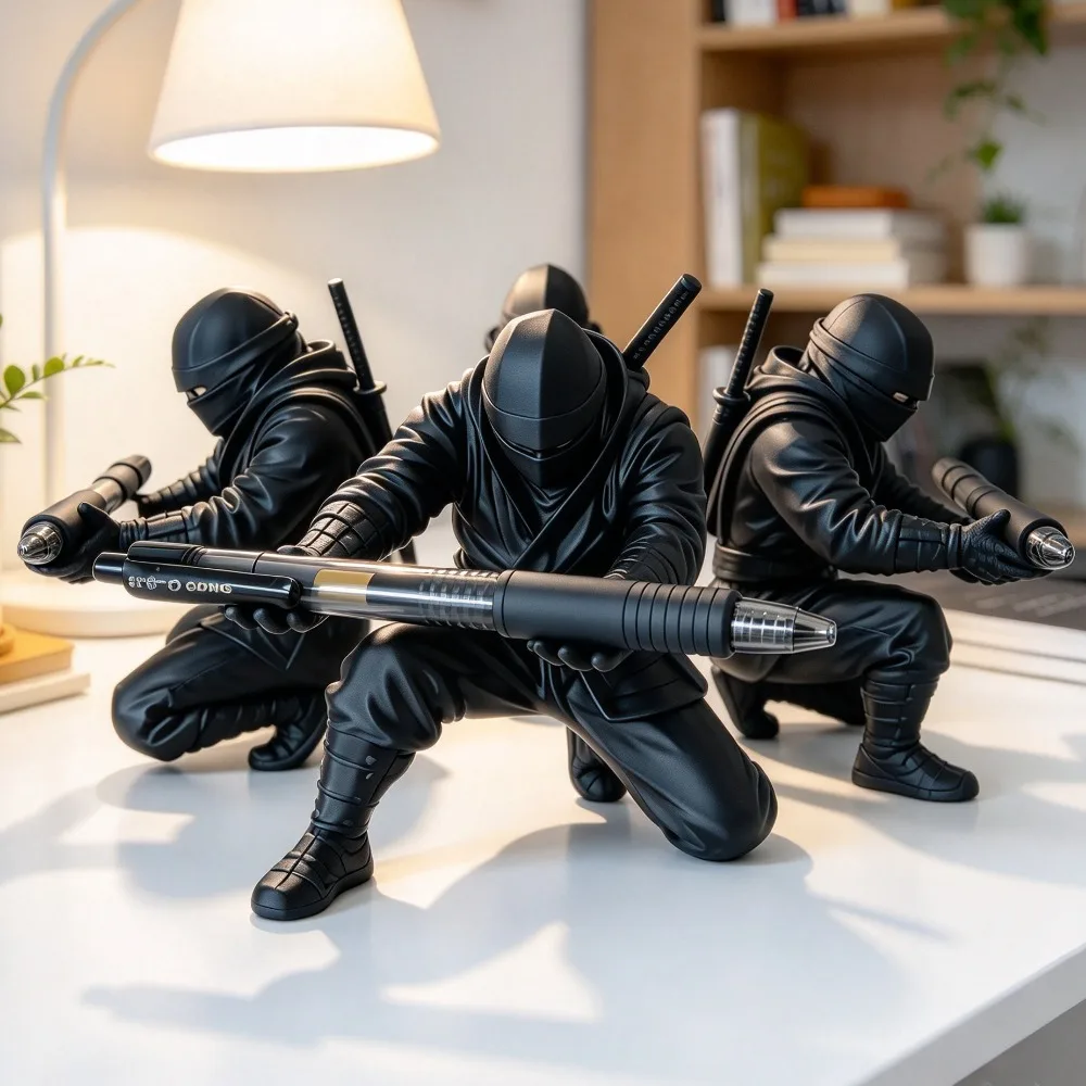 3D Printed 9cm Ninja Pen Holder Cool Organizer Mini Pen Stand Creative Desk Ornament Modern Desktop Decor Gift Pen Storage