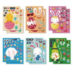 12 Sheets Easter Decorations Make a Face Stickers Easter Egg Rabbit Carrot DIY Stickers Craft Easter Party Favors Kids Gifts