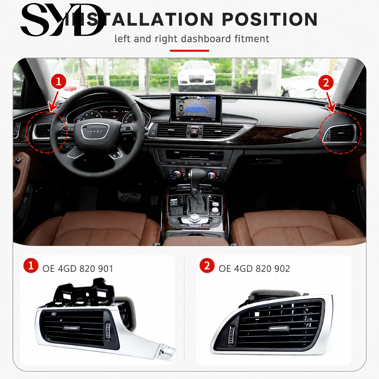 Front Dashboard AC Air Conditioning Vent Outlet Grille Louver OE 4GD820901 For Audi A6 C7 2012-2018