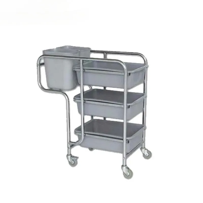 Trolley Cart Grey Bracket Stainless Steel Hand Carts Trolleys Tableware Dish Dinner Plate Trolley for Hotel Restaurant Kitchen