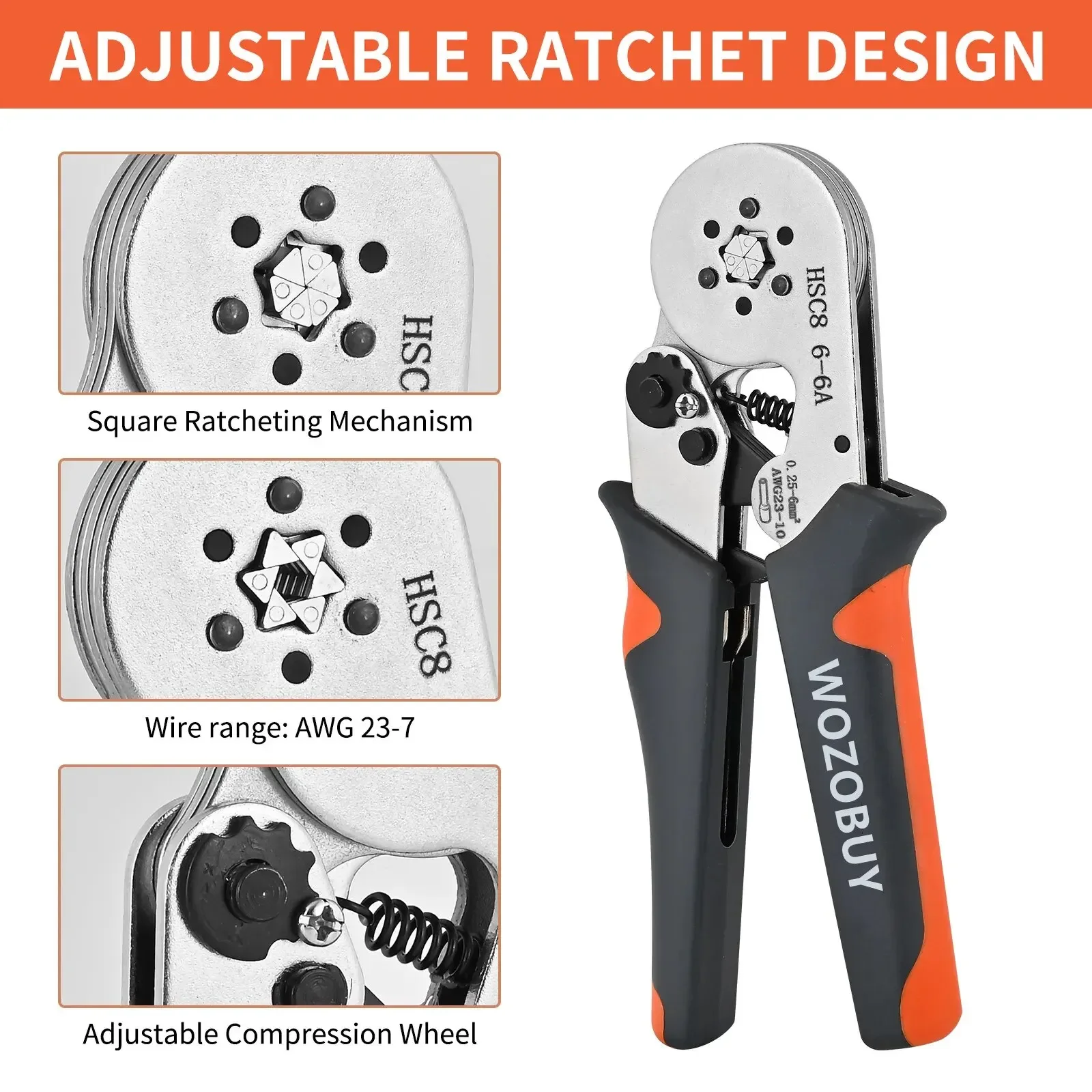 Manchons de virole, outils de sertissage de bornes, Mini pince électrique HSC8 6-4/6-6(0.25-10mm2/0.25-6mm2), pince de réparation de connexion de fil