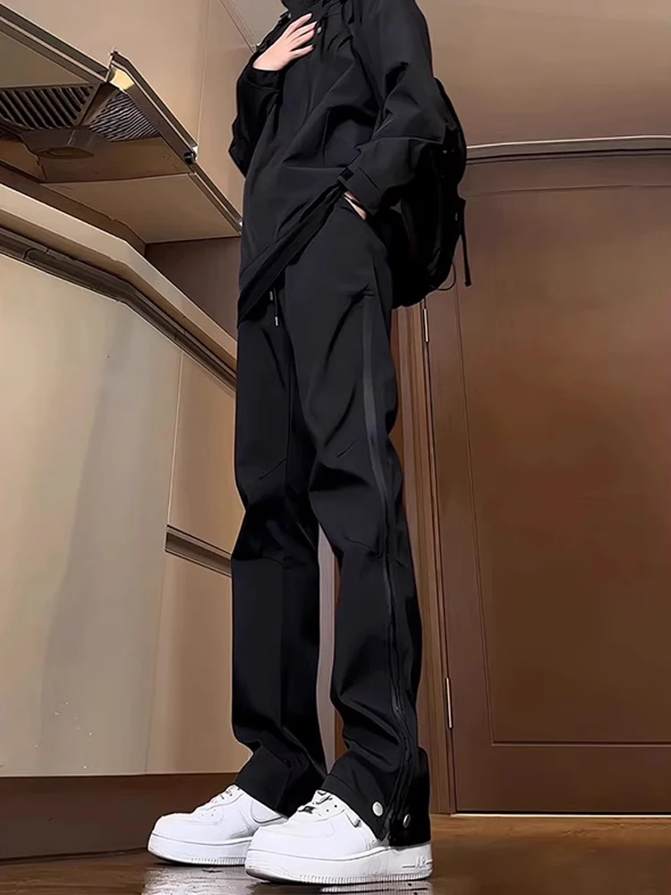 

Водонепроницаемые брюки для скалолазания на открытом воздухе, мужские повседневные брюки на молнии, жесткие брюки-карго, молодежная модная прямая рабочая одежда