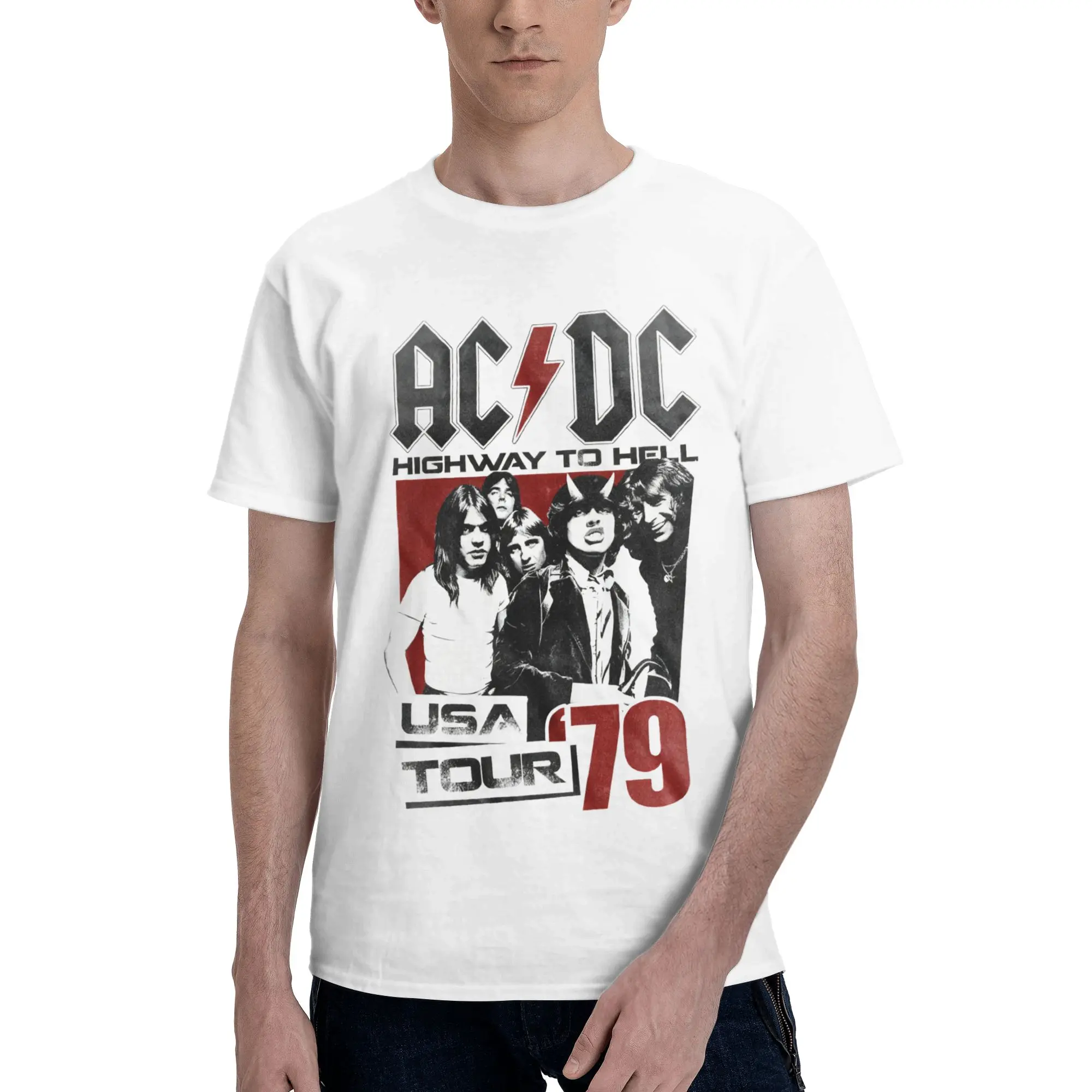 

Футболка Heavy Metal Rock AC DC для мужчин и женщин с коротким рукавом, новинка, потрясающая футболка с рисунком, свободная футболка большого размера из чистого хлопка Camisetas