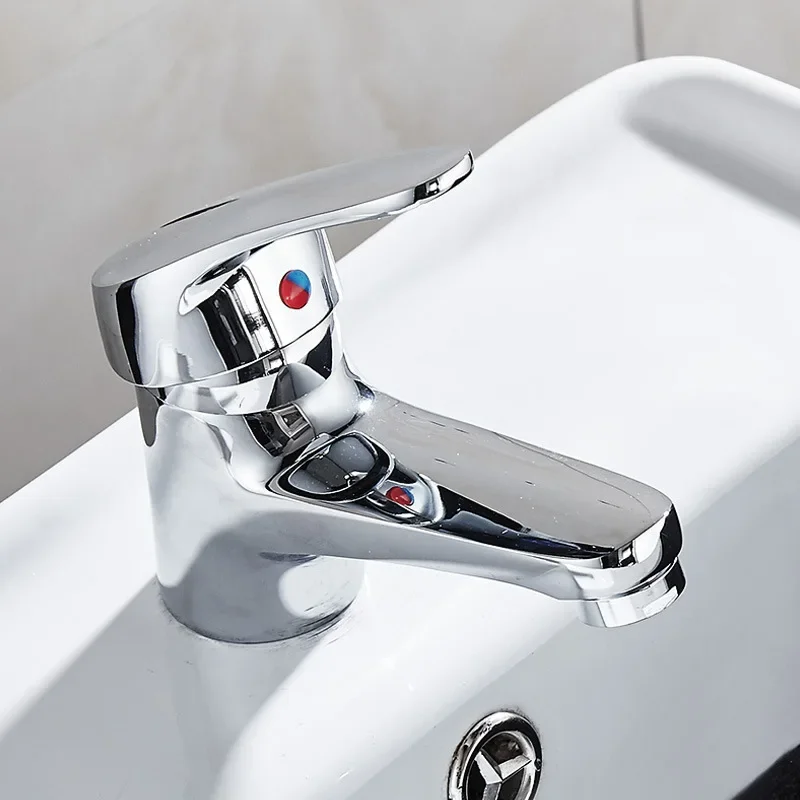 Bathroom Basin Mixer Tap Hot Cold Water Faucet Single Lever Chrome Finish with 60cm Inlet Pipes