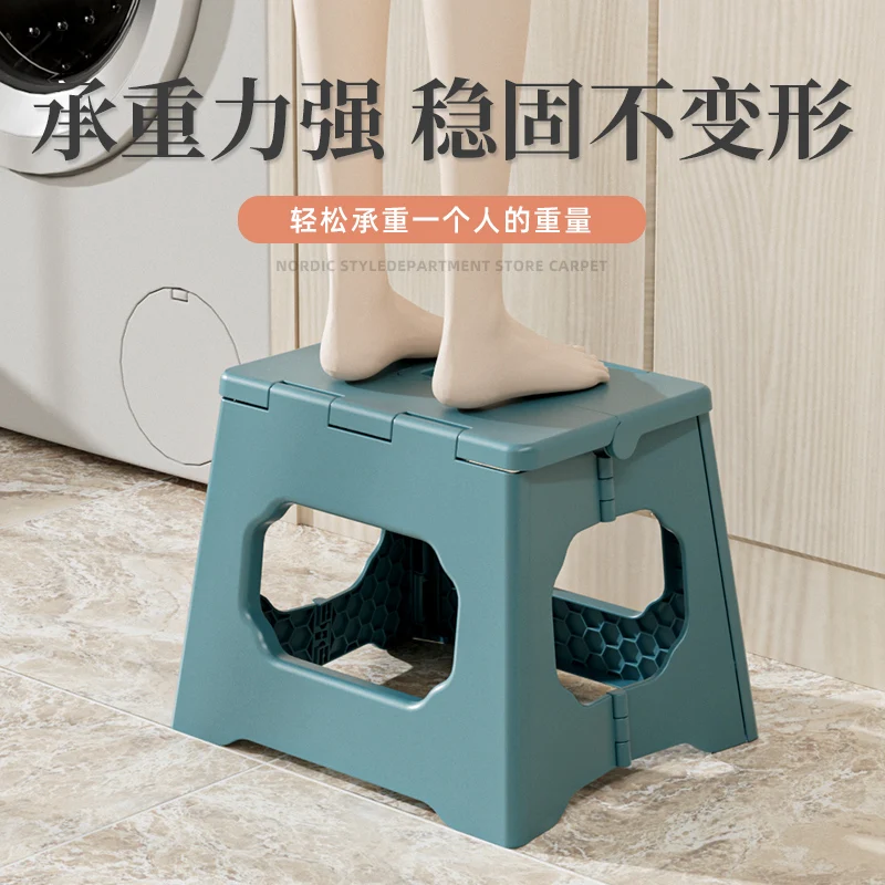 

Plastic folding stool portable thickened family small bench chair simple outdoor Maza adult low stool