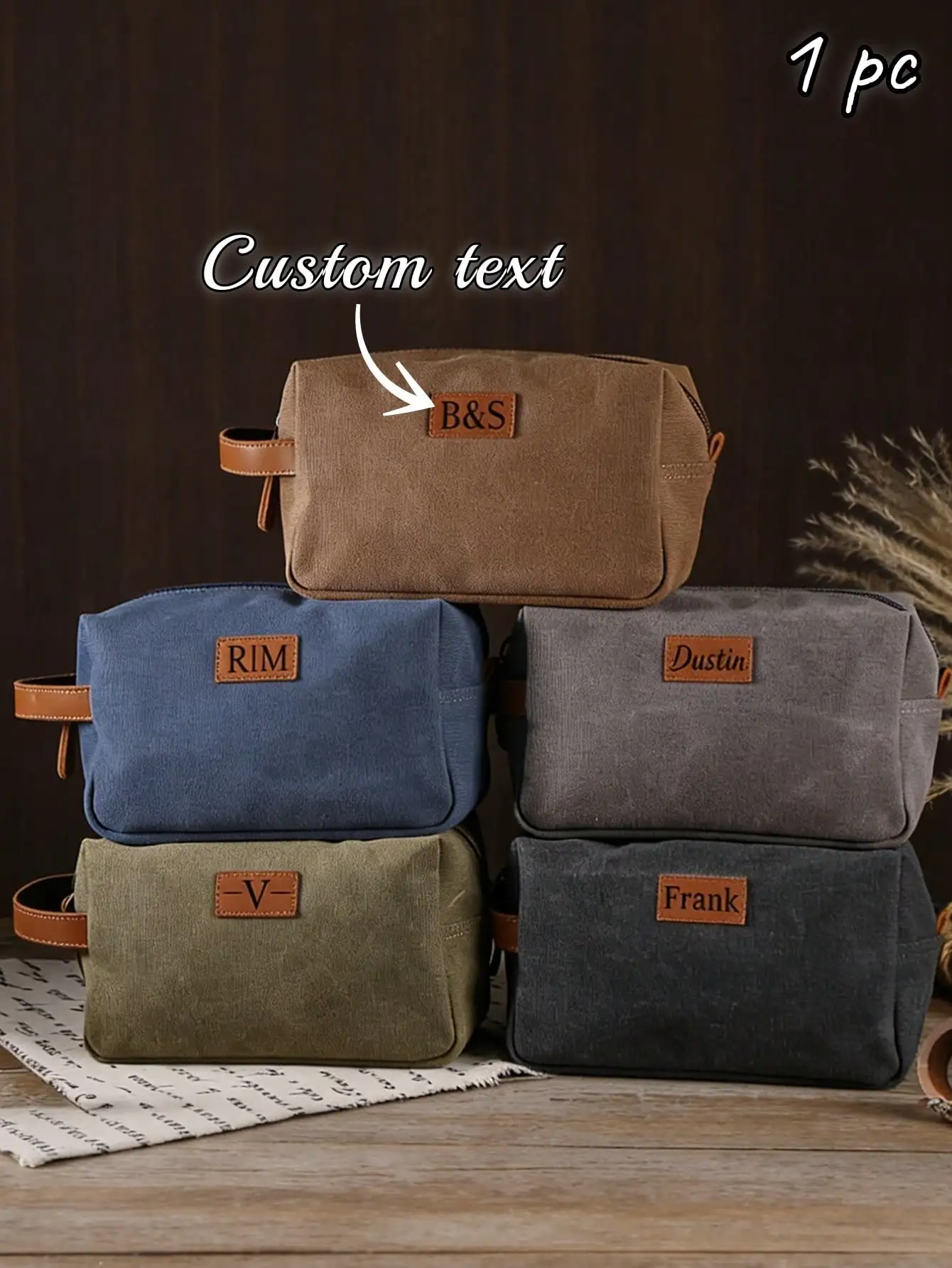 

1PC Custom Laser Engraved Canvas Toiletry Bag, Personalized Travel Dopp Kit For Men, Groomsmen Wedding Gift For Travel, Business Trip, Gym, Daily Use, Hanging Toiletry Bag