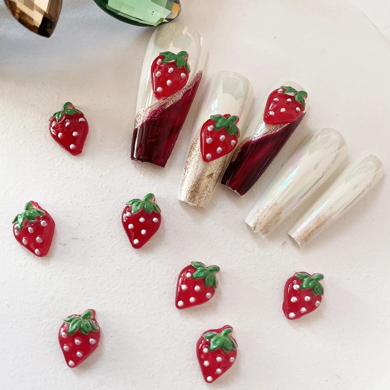 50Pcs New Cute Mini Kawaii Cartoon Fruit Strawberry Flat Back Resin Scrapbook Diy Manicure Wedding Hairpin Accessories Craft A39