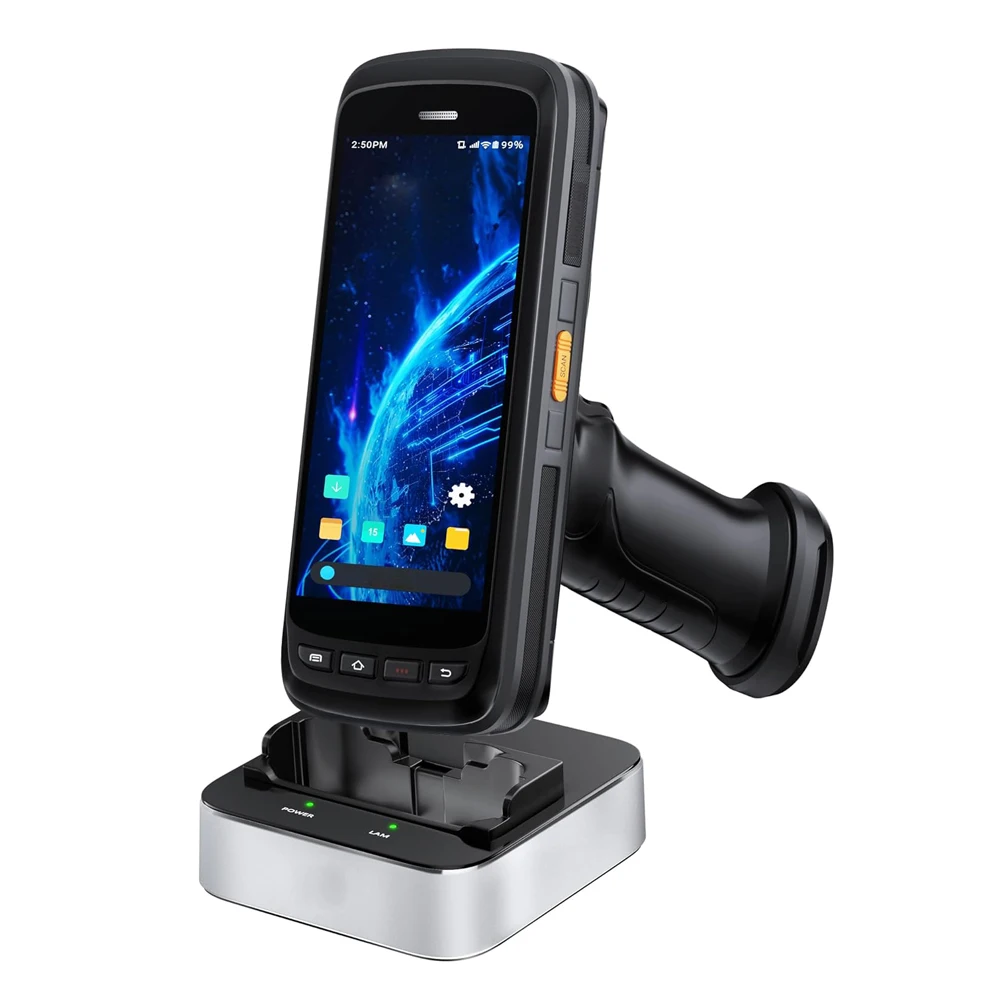 Android 11-barcodescanner PDA met oplaadstation Handheld mobiele computer 5,2 inch 2D-scan IP65 beoordeelde inventarisscanner