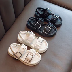 New Summer Style Fashionable Comfortable and Casual Thick-soled Elegant Flat-soled Open-toe Buckle Girls' Wear-resistant Sandals