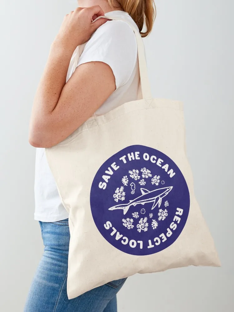 

Save The Ocean Sea Animals Tote Bag tote bag men's Women bags custom fabric bag Shopping bags