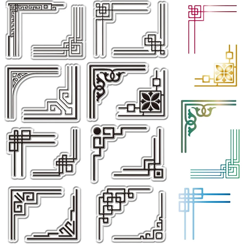 Frame Clear Stamps Vintage Borders Retro Reusable Transparent Stamp Seals for Journaling Card Making Decorative Stamp Sheets