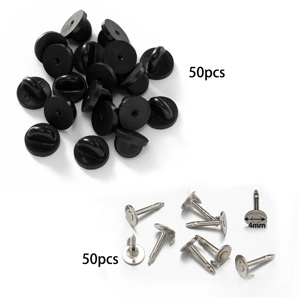 50pcs Pink Rubber Backs Blank Pin Base Keepers Replacement For DIY Handmade Brooch Clothing Accessories Jewelry Making Supplies image 3