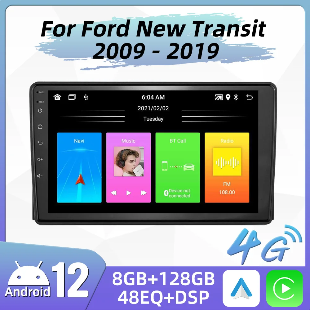 

Radio 2 Din Android Car GPS Navigation for Ford New Transit 2009 - 2019 Head Unit Autoradio Multimedia Player Stereo Audio Auto