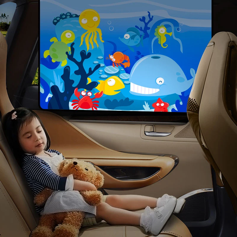 Magnetic UV Protect Curtain Side Window Sunshade Cover Universal Car Sun Shade Cover for Baby Kids Cute Cartoon Car Styling