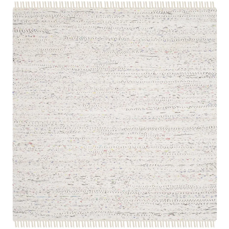 Rag Robynne Striped Cotton Area Rug Ivory Multi 8' x 8' Square