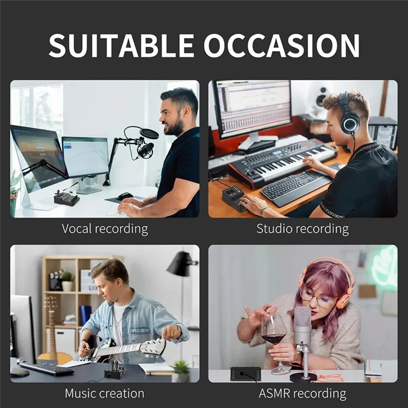 

B04B-профессиональный аудиомикшер, звуковая карта с монитором, электрогитара, прямая трансляция записи для студийного пения, компьютерного ПК