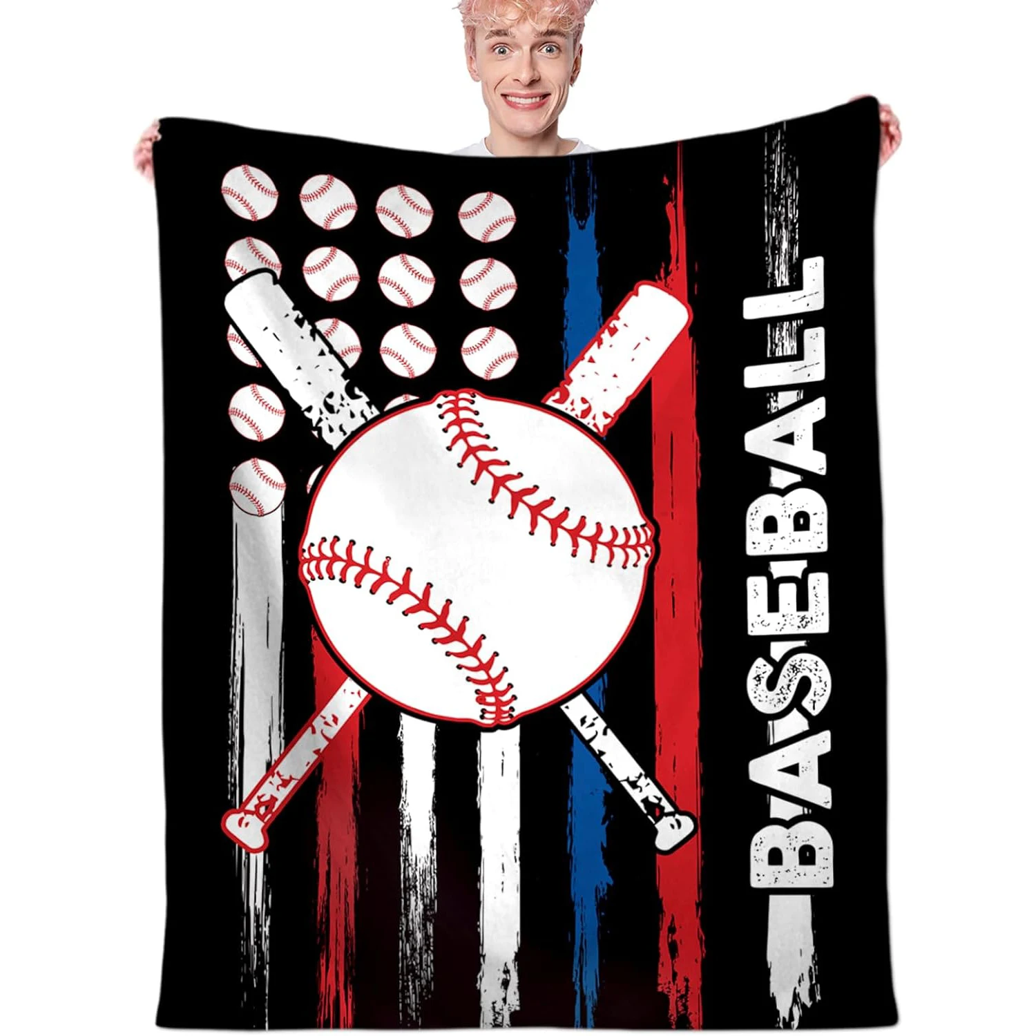 Baseball blanket, soft and comfortable flannel blanket, warm and lightweight plush blanket, sports baseball fan children's  gift