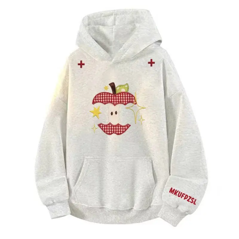 Printing Pattern Cute Apply Graphic Hoodies Harajuku Oversized Sweatshirts Couples Kawaii Cartoon Pullover Sweet Fun Streetwear