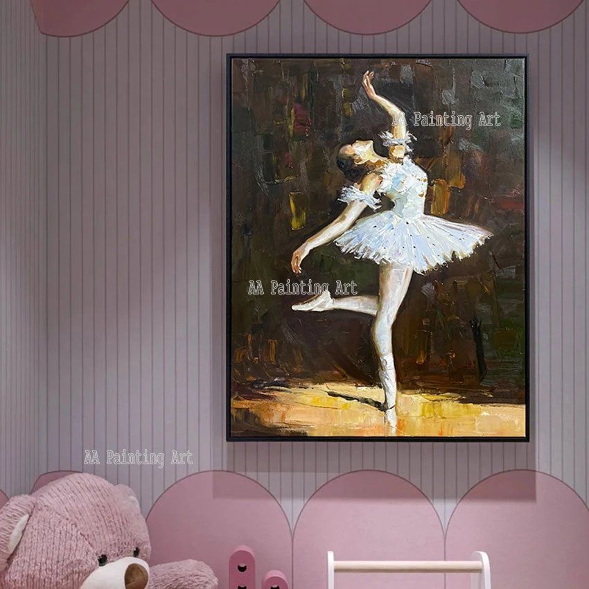 

Bedroom Wall Decoration Art Girl Dancing Ballet Portrait Oil Painting Picture Artwork On Canvas Handmade Modern Murals Art