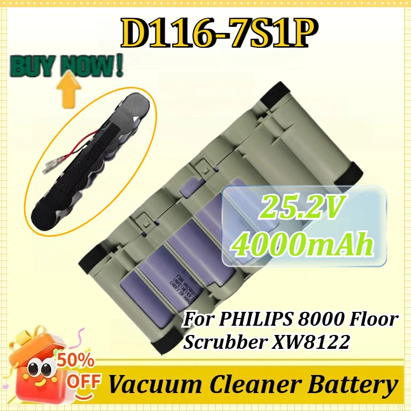 

New D116-7S1P 25.2V 4000mAh for PHILIPS 8000 Floor Scrubber XW8122 Floor Brush Battery D116-7S1P Rechargeable Batteries