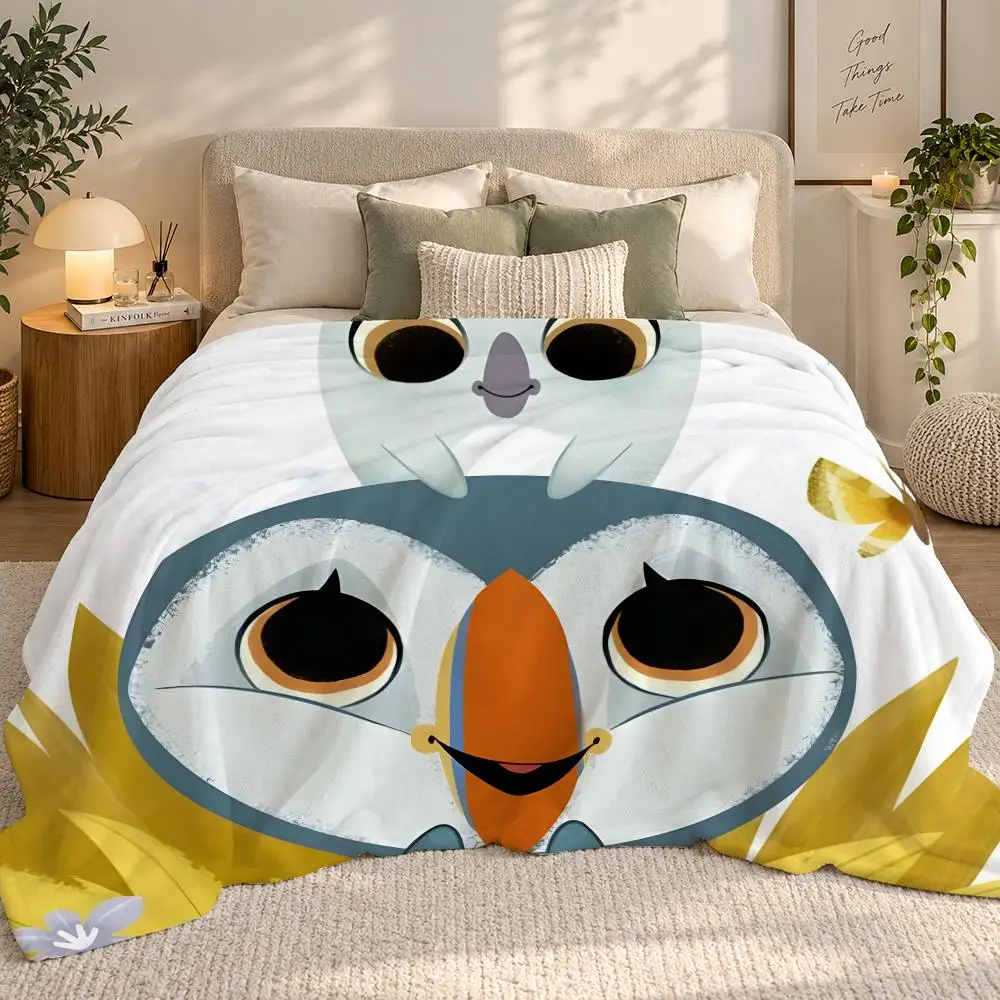 Puffin Rock Throw 240g flannel blanket, suitable for sofas, beds, offices, exquisite gift blankets