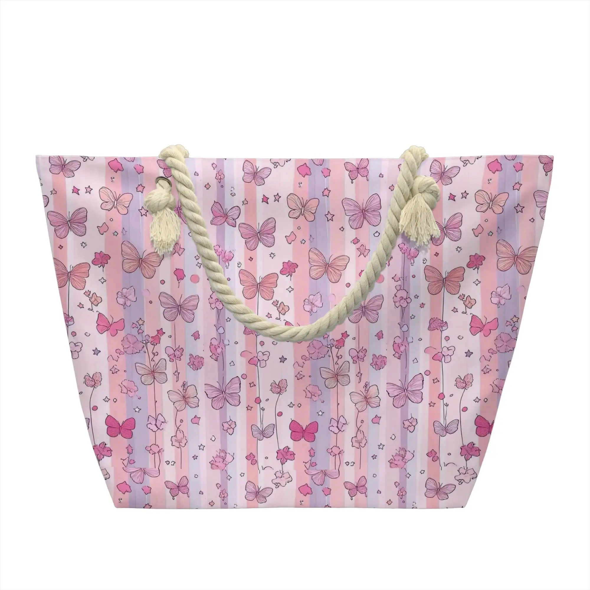 Cute Printing Butterfly Pattern Tote Shopping Bags Portable Canvas Shoulder Shopper  Handbag