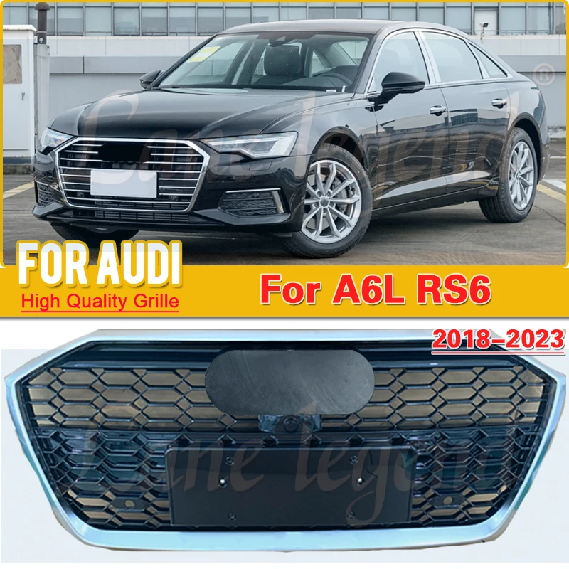 

For RS6 Style Front Sport Hex Mesh Honeycomb Hood Grill for Audi A6 A6L 2018 2019 2020 2021 2022 2023 Car-Styling Accessories