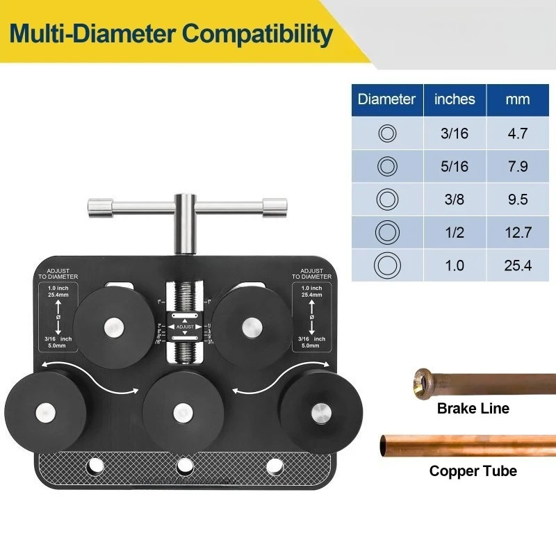 Pipe straightener, brake line straightener for 3/16 inch - 1.0 inch diameter