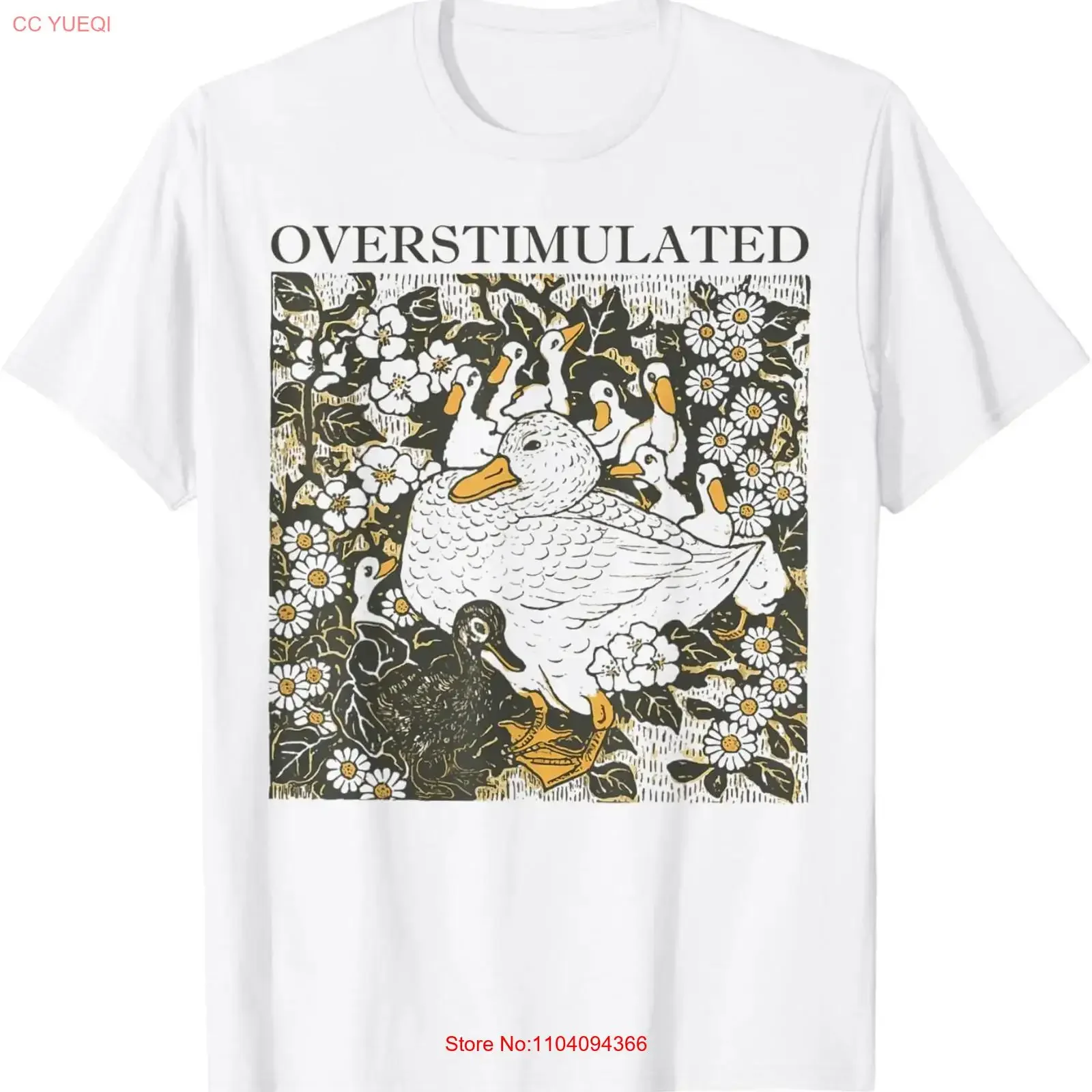 Overstimulated Duck Retro Floral Humor Style T Shirt vintage Washed Versatile graphic Slightly fashion Breathable Stylish