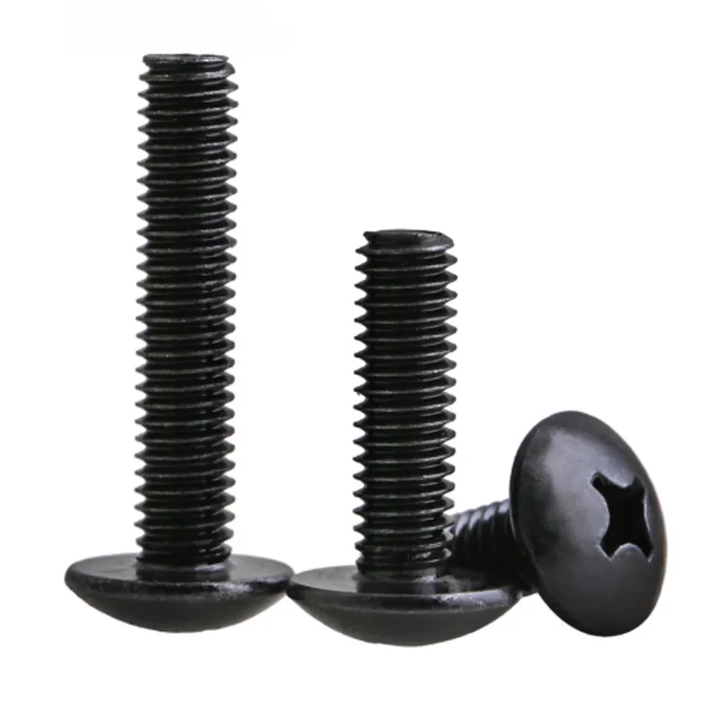 M2 M2.5 M3 M4 M5 M6 الكربون الصلب-النيكل مطلي/الزنك الأسود فيليبس تروس رئيس كبير شقة مستديرة الصليب مسمار مزلاج طول 3-50 مللي متر #6