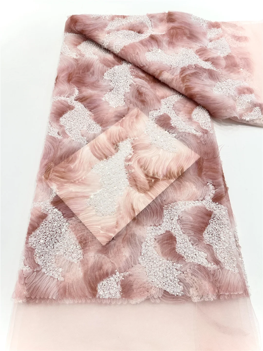 Latest Sequined Tulle Lace French Beads Lace Fabrics Bride Dress African Laces With Sequines For Wedding Dress