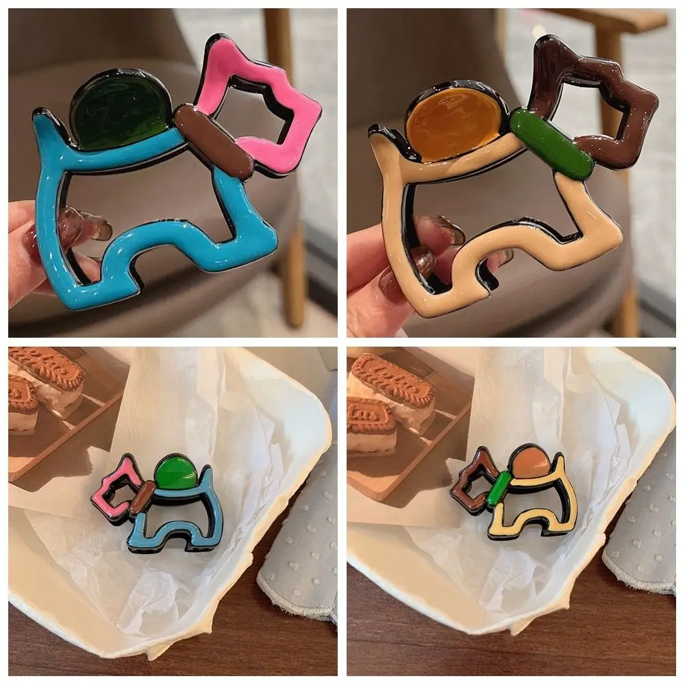 Pinza de pelo de Animal hueca creativa, Clip de tiburón de Animal de dibujos animados, Clip de pelo de perro, sombreros coloridos para mujer para uso diario