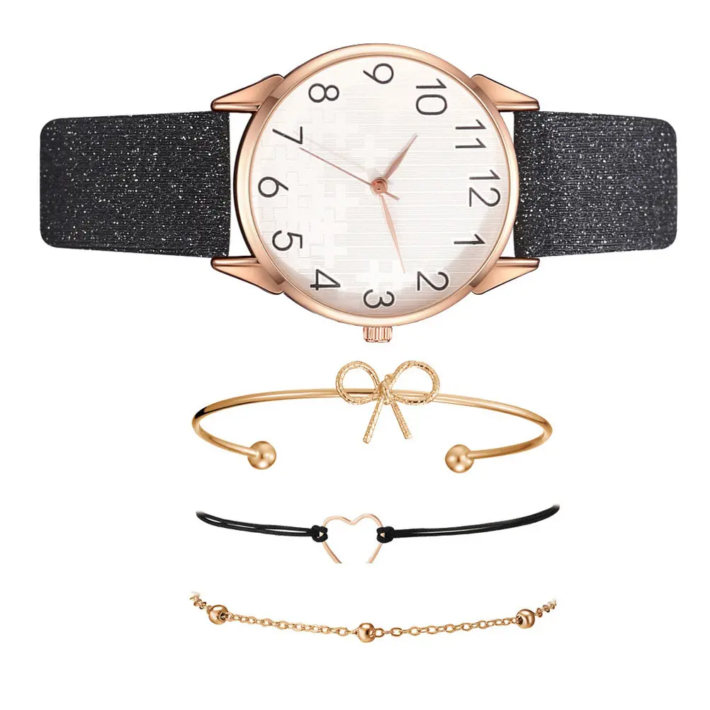 Classic Dial Ladies Watch Set with Comfortable Strap