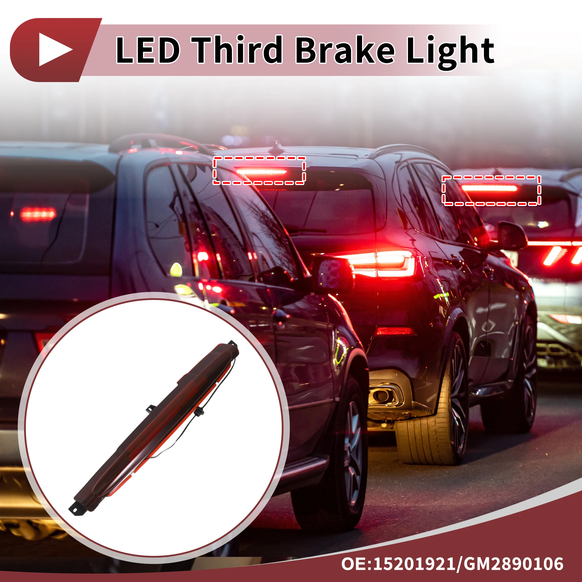 UXCELL LED Third Brake Light for Buick Rainier 2004-2007 No.15201921 Red 3rd High Mounted Stop Lamp ABS Waterproof Rear Center H