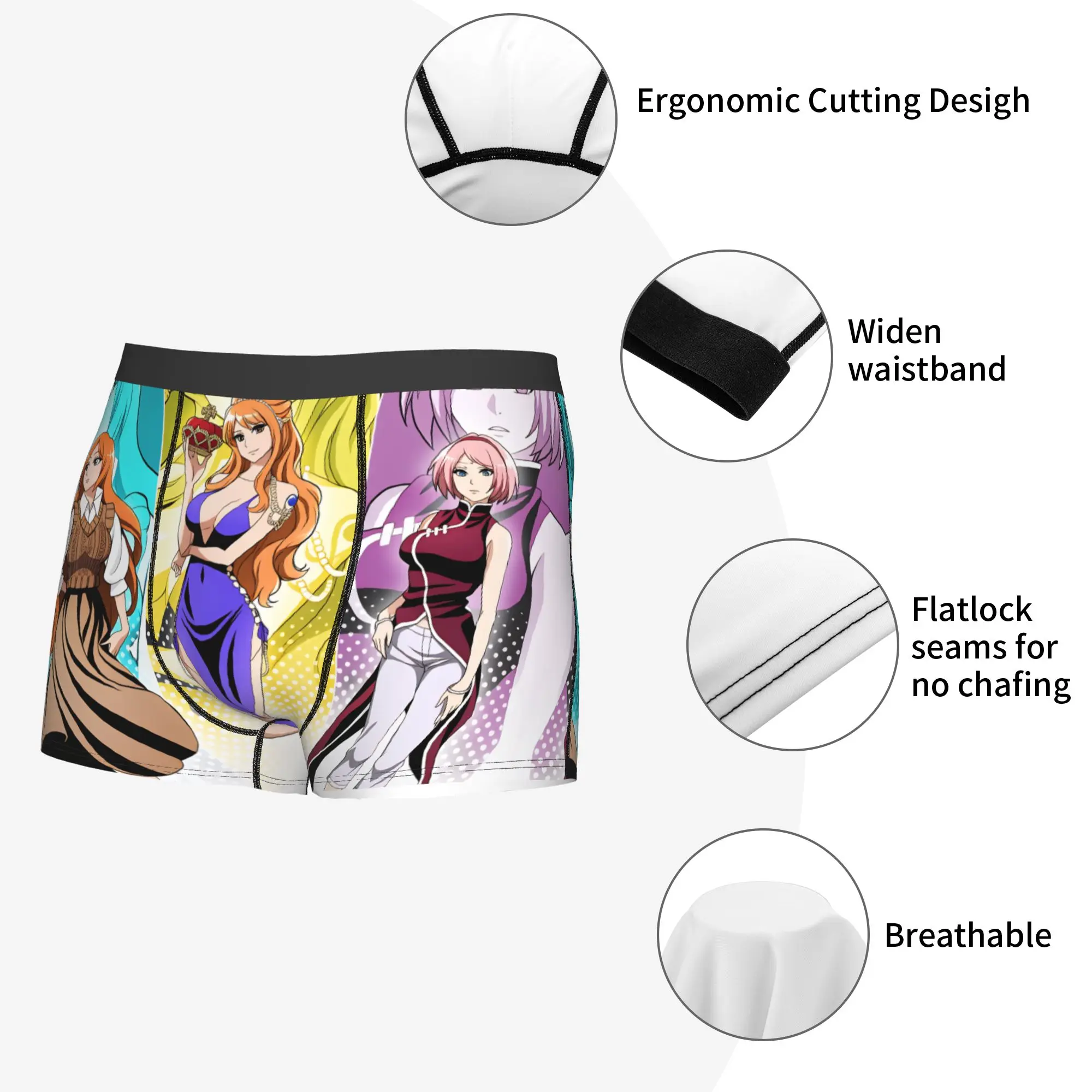 Nami Bleach Orihime Inoue Sakura Haruno Boxer Shorts For Homme 3D Printed  Underwear Panties Briefs Stretch Underpants view 5